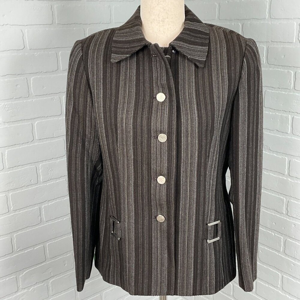 Herbert Grossman Cynthia Sobel Jacket Women 4 Brown Black Stripe Wool Union USA